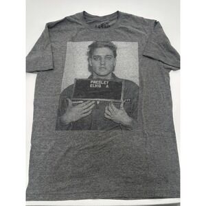 Elvis Presley Jail Mug Shot Med Dark Gray T Shirt Rock n Roll
